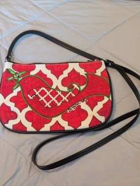 Brighton Red Patterned Crossbody Bag with Bird Motif